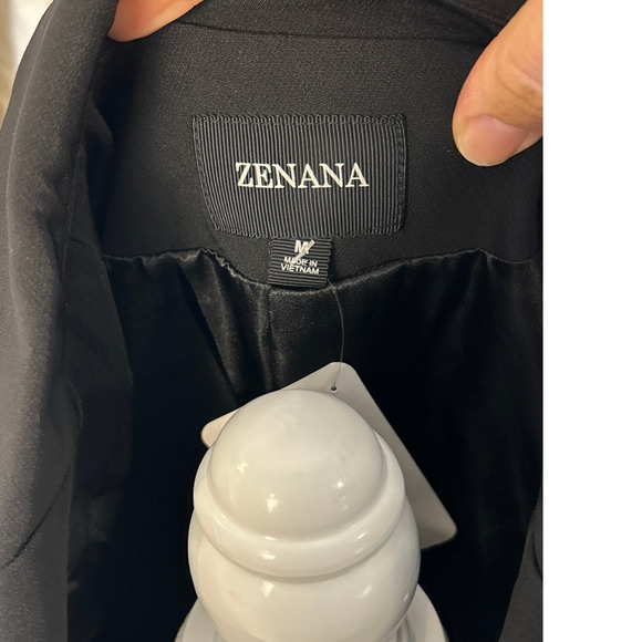 Zenana Women's Size M Black Open Front Classic Sleek Blazer Jacket #0321 - Picture 6 of 13